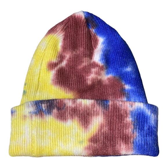 Tie-dye Beanie by MUDD Y2K Throwback to the 70’s & 80’s Hippie Hobo Hat Cap - Picture 2 of 3